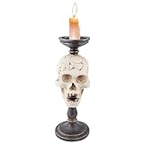 Halloween Kerzenständer | Totenkopf Kerzenhalter Halloween Dekoration 33cm/13inch - Weiße Totenkopf-Statue, dekorative Kerzenhalter für Halloween, Zuhause, Partyzubehör Jingling