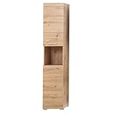 trendteam smart living Badezimmer Hochschrank Schrank Amanda, 37 x 190 x 31 cm in Asteiche mit offenem Fach