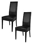 t m c s Tommychairs - 2er Set Moderne Stühle Luisa für Küche und Esszimmer, robuste Struktur aus lackiertem Buchenholz Farbe Schwarz, Gepolstert und mit schwarzem Kunstleder bezogen