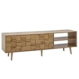 FineBuy Lowboard Holz Eiche-Dekor 160x51x40 cm TV-Kommode mit Zwei Türen | Design TV-Schrank Hoch | Fernsehtisch Fernsehschrank Modern | Fernsehkommode Wohnzimmer