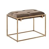 FineBuy Sitzbank Samt Braun 60x48x40 cm Flur Polsterbank mit Metallgestell | Bettbank Schlafzimmer Chesterfield Design | Flurbank Garderobenbank Modern