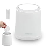 Punvot Mini Mülleimer Tisch, Tischmülleimer Klein mit Deckel 3L Abfallbehälter für Den Esstisch Mini Desktop Mülleimer Tragbar Abfallbehälter Schreibtisch für Bad, Kinderzimmer, Büro, Wohnzimmer(Weiß)