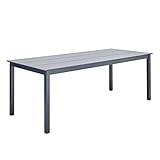 NATERIAL - Gartentisch rechteckig Dora - 6 bis 8 Personen - 206x89x75 cm - Aluminium - Duraboard - Anthrazit - Garten Esstisch - Terrassentisch