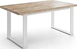 WFL GROUP Rechteckiger Loft Esstisch Für Wohnzimmer - Loft Stil Industriell Esstisch Mit Weißen Metallfüßen - Ausziehbarer Esstisch von 160 cm bis 240 cm - Made in EU - 160 x 90 cm - Eiche Sonoma