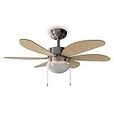 Cecotec Deckenventilator EnergySilence Aero 350. 50 W, geringer Verbrauch, 81 cm Durchmesser, Lampe, 6 Wendeflügel, 3 Geschwindigkeiten, Winterfunktion, Weiß oder Holzoptik