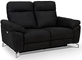 Ibbe Design Schwarz Stoff 2er Sitzer Relaxsofa Couch mit Elektrisch Verstellbar Relaxfunktion Heimkino Sofa Doha mit Fussteil, Federkern, 162x96x101 cm