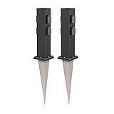 ledscom.de Gartensteckdose Polly mit Erdspieß, Outdoor, 4-Fach, Edelstahl, eckig, schwarz, 38cm, 2 Stk.