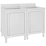 INLIFE Gastro-Spülenunterschränke 2 STK. Edelstahl,50kg,3058273