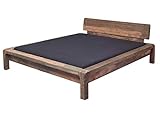 MASSIVMOEBEL24.DE Bett Sheesham 200x180x80 grau geölt Bueno #010 modern