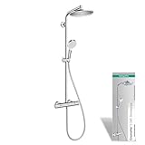 hansgrohe Duschsystem Crometta S 240, Duschset mit Thermostat, Duschkopf, Duschschlauch, Brausestange, Regendusche mit 1 Strahlart, Chrom