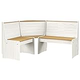TALCUS Möbel mit Eckbank, 151 cm, Massivholz, Kiefernholz, honigbraun und weiß