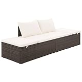 vidaXL Sonnenliege Poly Rattan Braun Gartenliege Liegestuhl Relaxliege Liege