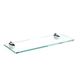 bijon Glasregal Glasablage Wandregal Glas Bad-Regal Glas Badezimmer Regal Badablage Ablageregal - 8mm Hartglas, 70 x 12 cm, Klarglas + Halterung A - Edelstahl Optik
