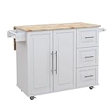 BybAgs Shelf Kitchen Island Cart Auf Rädern Rollender Küchenwagen Mit Solider Arbeitsplatte Und Gewürzregal Rolling Küche/Witz/1 Stück