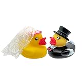 MIK Funshopping 2-teiliges Set Badeente Quietscheente Badewannenspielzeug - Hochzeitspaar-Enten Brautpaar