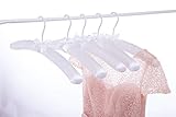 Cocomaya Kleiderbügel, 43 cm, rutschfest, Satin, gepolstert, keine Aufhängestreifen mehr in Mänteln, Pullover, Brautkleid, Hochzeitskleid, 5 Stück, weiß, 43 cm