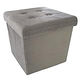 Style home Sitzhocker Sitzbank mit Stauraum, Faltbare Aufbewahrungsbox Sitztruhe Sitzwürfel Fußablage, belastbar bis 300 kg, Samt, 38 * 38 * 38 cm (Hellgrau)