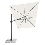 Doppler Sonnenschirm Derby Style Ampelschirm 300 cm x 220 cm in Natur um 360° drehbar - Sonnenschirm groß mit Ständer - Pendelschirm wasserdicht für Garten & Terrasse - Kippbarer Gartenschirm