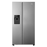 Hisense RS694N4TIE Side-by-Side Kühl-Gefrierkombination/ NoFrostPlus/ Inverter-Kompressor/ Eis-Wasser Spender/ HolidayMode/ 178,6 cm/ Kühlteil 371 l/ Gefrierteil 191 l/ 42 dB/ 323 kWh/ Jahr/ Inox-Look