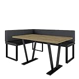 Eckbank Akiko Metal mit Tisch - Eckbankgruppe für Ihrem Esszimmer, Küche modern, Sitzecke, Essecke. Perfekt für Küche, Büro und Rezeption. Solide und Starke Verarbeitung. (Soft 11, 168x128 Links)