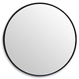 zenmag Spiegel Rund, 60x60 cm Wandspiegel Rund mit hochwertigen Schwarz Metallrahmen, Badezimmerspiegel, Moderner Design großer Spiegel, für Diele, Badezimmer, Wohnzimmer und Mehr