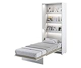 Schrankbett Bed Concept, Wandklappbett mit Lattenrost, V-Bett, Wandbett Bettschrank Schrank mit integriertem Klappbett Funktionsbett (BC-03, 90 x 200 cm, Weiß/Weiß, Vertical)