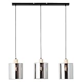 Brilliant Weald Pendelleuchte 3flg schwarz/rauch/holz Metall/Glas/Holz 3x A60, E27, 40 W, Geeignet für Normallampe (nicht enthalten)