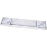 Decopatent® Bambus-Badewannenablage für den Einsatz über der Badewanne- 70 cm lang - Badetablett - Badebrett - Badewannenbrücke - Holz - Badetisch - Farbe: Weiß
