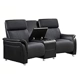 Raburg 2er Kinosessel MOVIE - zweisitzer Doppelsitzer Cinema Relaxsessel TV-Sessel mit Getränkehalter verstellbarer Fernsehsessel mit Liege-/ Relaxfunktion schwarz klassisch stilvoll