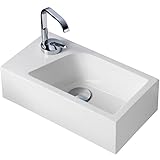 Stilform Mini Waschtisch Gäste WC Waschbecken für Wandmontage Mineralguss Links oder Rechts Handwaschbecken Klein, Weiß