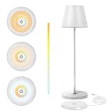 GGNOO LED Akku Tischlampe 2700-6000K Farbtemperatur Dimmbar Tischlampe kabellos mit Touch Schalter LED Akku Tischleuchte mit induktiver Ladestation für Restaurant, Schlafzimmer,Bar (Weiß)