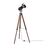 Lindby Dreibein Stehlampe 'Hilma' (Vintage, Industriell) in Braun aus Holz u.a. für Wohnzimmer & Esszimmer (1 flammig, E27) - Stehleuchte, Floor Lamp, Standleuchte, Wohnzimmerlampe, Tripod