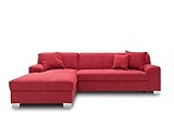 DOMO Collection Capri Ecksofa | Eckcouch in L-Form mit Schlaffunktion, Polsterecke Schlafsofa, bordeaux rot, 239x152x75 cm