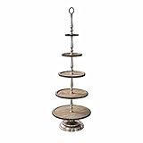 Loberon® Etagere Clarette, Mangoholz, Aluminiumguss, H/Ø ca. 143/47 cm, braun/silber