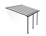 Palram Canopia Olympia Terrassenüberdachung 3x4 - Gestell aus Alumiuium & 16 mm Polycarbonat - Terrassendach Für den Ganzjährigen Gebrauch Geeignet, Grau, 425 x 295 x 305 cm, 425x295x305 cm