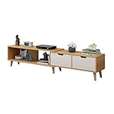 SORVA Einfacher moderner TV-Schrank, Kleiner Wohnzimmer-TV-Schrank, versenkbarer Mini-Schrank, Couchtisch aus Massivholz, Satztische (Color : A)