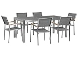 Beliani Gartenmöbel Set Tisch 180 cm in Grau 6 Stühle in Grau Grosseto