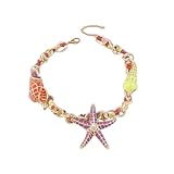 REvlie Charmante Seestern-Muschel-Perlen-Halskette für Mädchen – schöner Strandschmuck für Jugendliche und Jugendliche, Metall, Basismetall
