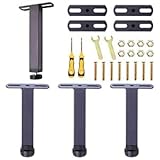 HongYanYEU 4 Stück Möbelfüße Höhenverstellbar, 12 x 3 cm Bettfüße Einziehbar, Regalfüße mit 8 Schrauben, Bettgestell Stützfuß T-förmig Metall, Schwarze Stützfuß Bett für Bett