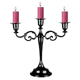 Coolty 3-Armiger Kerzenhalter, Vintage-Kerzenständer, Kerzenhalter für Abendessen, Hochzeit, Party, Heimdekoration, Weihnachtsschmuck (Schwarz)