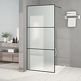 ZEYUAN Duschwand für Begehbare Dusche, Duschrückwand, Duschabtrennung, Glaswand Dusche, Duschtrennwand, Duschglaswand, Schwarz 90x195cm Matt ESG-Glas