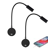 Dimmbare RV Leseleuchte mit USB-Ladeanschluss, DC 12V WOHNMOBIL Innenleuchten, Flexible LED-Leuchten, entwickelt für Auto, Van, Boot und Wohnmobil, 2 Packungen(Schwarz)