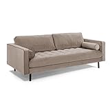 Kave Home - Sofa Debra 3-Sitzer Velours Beige 222 cm