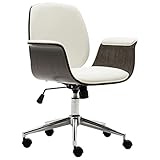 YUMENG Bürostuhl, Bürosessel, Chefsessel, Schreibtischstuhl, Office Chair, Stühle Esszimmer, Computerstuhl, Weiß Bugholz und Kunstleder