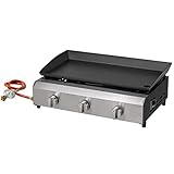 tepro Plancha Rockville Low-Fett mit Fettablauf-Stopfen | Tischgrill Gasgrill mit 3 Brennern und Einer Grillfläche von ca. 60 x 40 cm