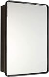 Eintüriger Badezimmer-Spiegelschrank, Wand-Medizinschrank aus Edelstahl mit magnetischer Tür, schwarz, Links, 450 x 650 x 140 mm (rechts 500 x 700 x 140 mm)