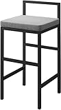 Barhocker-Set mit 1 Samt-Frühstücks-Barstuhl mit Rückenlehne und Fußstütze, 1 PC-Küchentheke, hoher Barhocker für Zuhause, Küche, Bar-Dekor (Sitzhöhe: 45/50/55/60/65/70/75/80/85 cm) ( Höhe70cm (Grau)