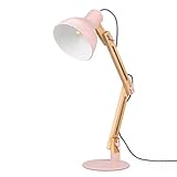 tomons Schreibtischlampe LED Leselampe im Holz Design, Rosa Tischleuchte Verstellbare, Lampe mit verstellbarem Arm, Augenfreundliche Leselampe, Arbeitsleuchte, Bürolampe, Nachttischlampe