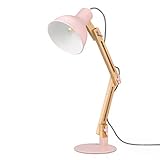 tomons Schreibtischlampe LED Leselampe im Holz Design, Rosa Tischleuchte Verstellbare, Lampe mit verstellbarem Arm, Augenfreundliche Leselampe, Arbeitsleuchte, Bürolampe, Nachttischlampe