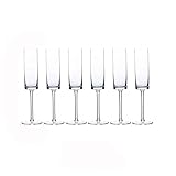HASMI Champagner gläser 6 Sätze gerader Champagnergläser Kristallglas Champagnerflöte im europäischen Stil Hochwertige funkelnde Gläser Home Highball-Gläser (180 ml) Sektgläser (Color : A)